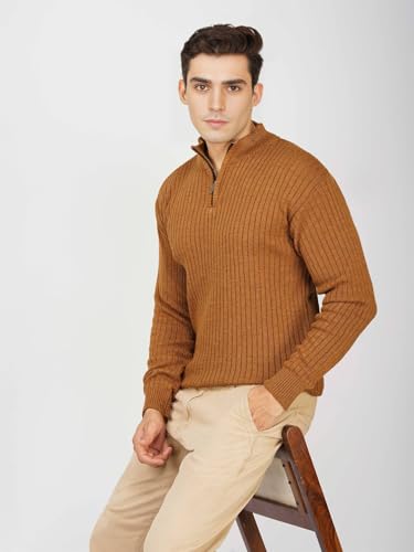 Image of LOQUE Men's Wool Blend Selection Sweater Half Zip High Neck Pullover Warm Casual Winter Wear for Office and Travel