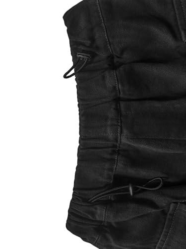 Image of Girls Vintage Multiple Pockets Cargo Pants Wide-Leg Casual Straight Streetwear, 6-14 Years Black 11-12Y