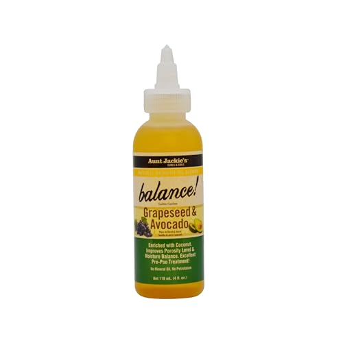 Aunt Jackie's - Aceite de Semillas de Uva y Aguacate - Equilibra Porosidad del Cabello - Mejora Elasticidad - Cuidado Natural del Cabello - 118 ml