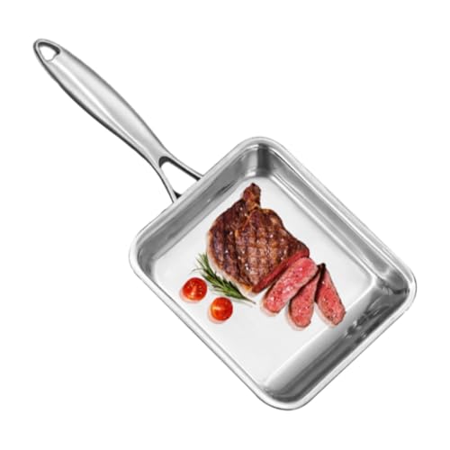 Fmzrbnih Non Stick Frying Pans - Portable Stainless Steel Skillet, Square Cooking Pan | 3 Ply Nonstick Fry Pan with Deep, Small Iron Cookware, Duraable Kitchen Tool for Home Cooking and Meal Prep
