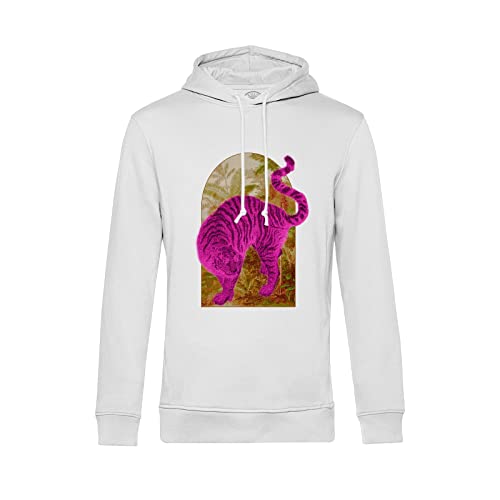 Sweat à Capuche Tigre Rose Style Japonais et Botanique Vintage