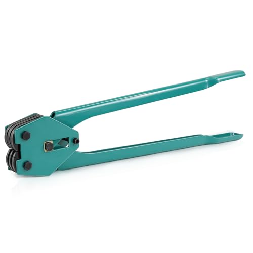 Image of Strapping Sealer /Crimper for 1 /2 inch-3 /4 inch Polypropylene (PP) Polyester Strapping Band Manual Banding Tool with 20.8 inch Extended Handle (Green)