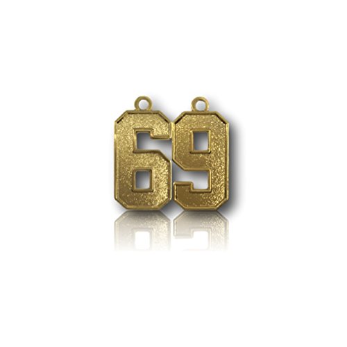 Number 69 Gold Plated Jersey Style Sports Necklace Charm Pendant (0.8