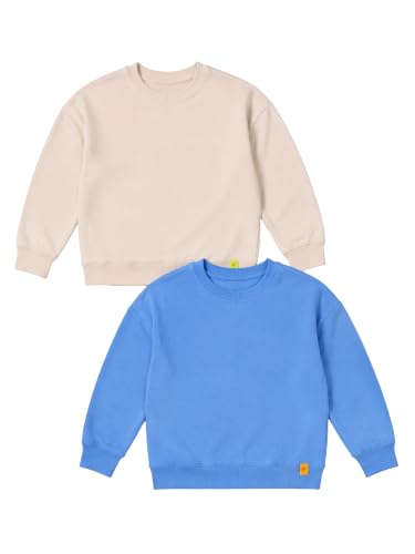Image of KiddoPanti Boys Solid Round Neck Full Sleeve Fleece Sweatshirt | 60% Cotton 40% Polyester | Soft Warm Winter Pullover | Ribbed Cuffs & Hem | Casual Winter Sweatshirt for Kids