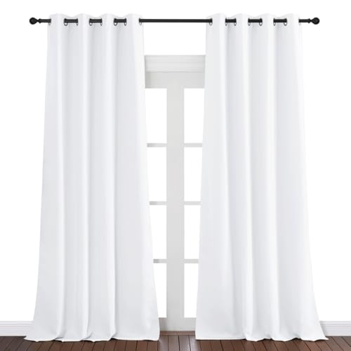NICETOWN White Room Darkening Curtain 95 inches Long for Living Room - (50% Blackout) Grommet Top Thermal Insulated Window Treatment Sound Reducing Drape for Bedroom (1 Panel, W52 x L95)