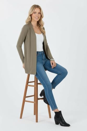 Image of ToBeInStyle Womens Open Front Long Sleeve Lightweight Asymmetrical Draped Cardigan with Side Pockets