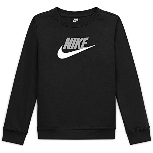 Nike Boy's Sportswear Club + Hbr Crew 2 Tee (Little Kids/Big Kids) Black Md (10-12 Big Kids) #TOP2