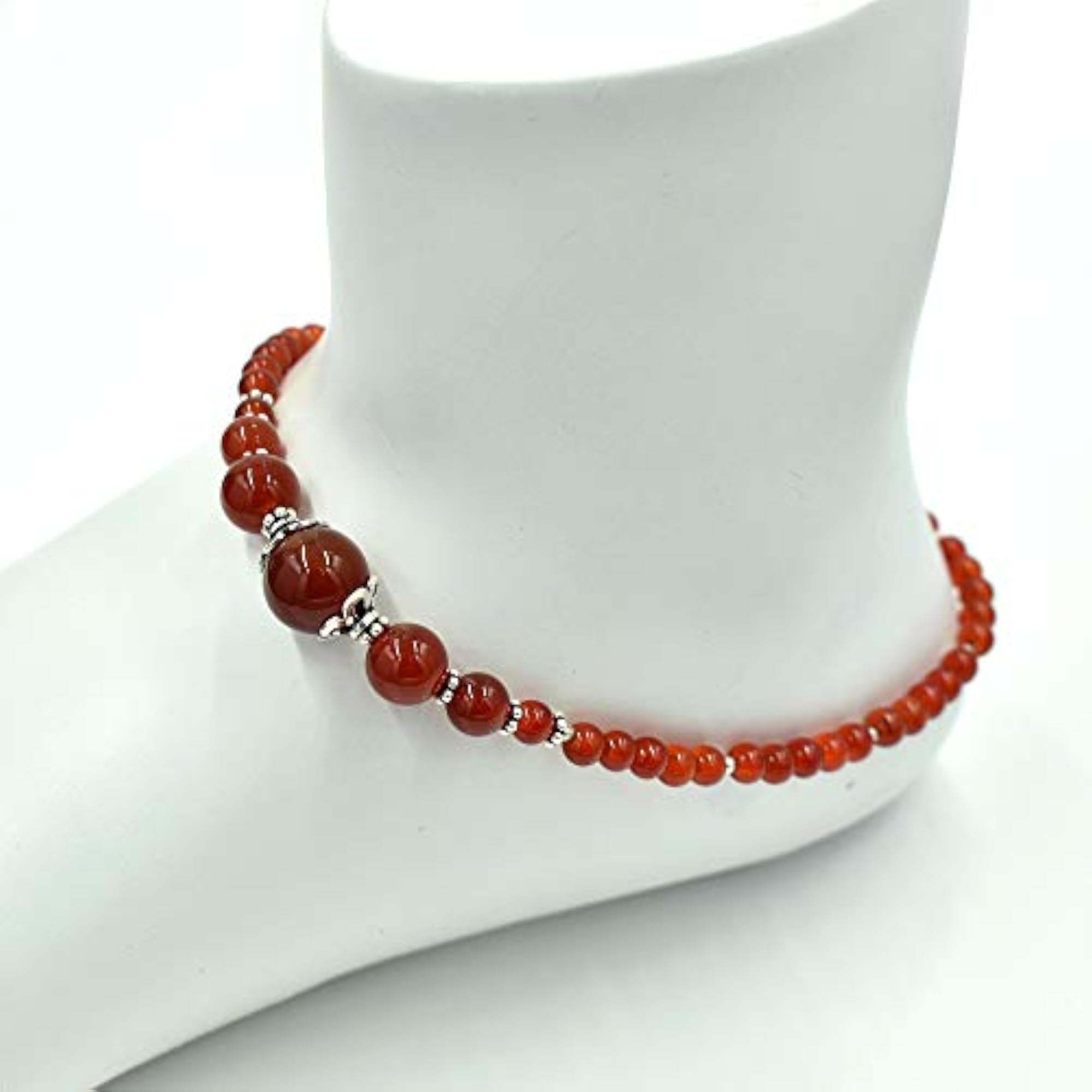 Natural Carnelian Gemstone Beaded Anklet for Women & Girls