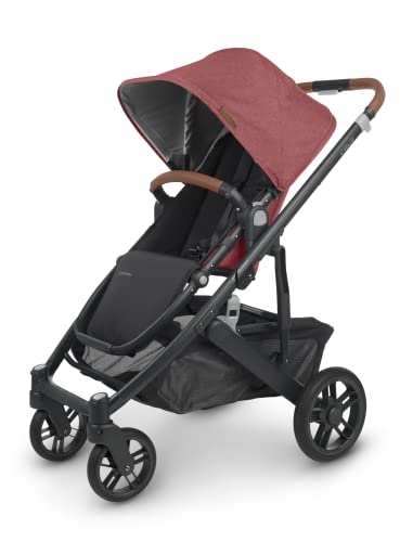 Image of UPPAbaby Cruz V2 Stroller/Full-Featured Stroller with Travel System Capabilities/Toddler Seat, Bumper Bar, Bug Shield, Rain Shield Included/Lucy (Rosewood Mélange/Carbon Frame/Saddle Leather)