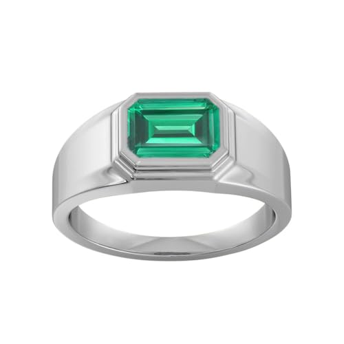 1CT/1.5CT/2CT Emerald Signet Ring - Cushion/Emerald/Oval/Round Cut Green Gemstone Mens Pinky Rings 10K 14K 18K Solid Gold Sterling Silver Emeralds Signet Pinky Ring for Anniversary Fathers Day4