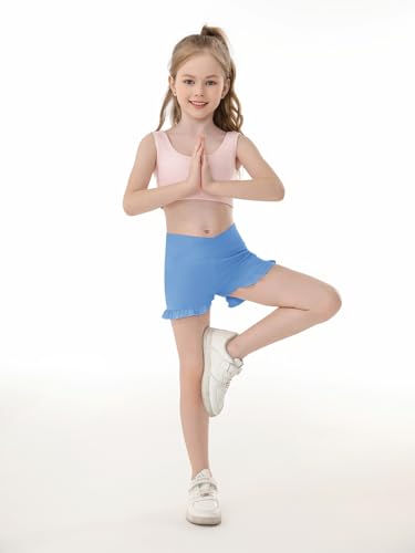 Haloumoning Short atlético feminino com babados V crossover cintura alta yoga dança shorts confortáv