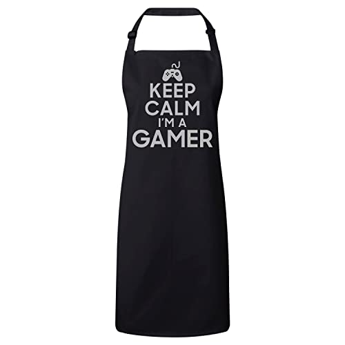 Tablier noir de cuisine Keep Calm Gamer cadeau idéal anniversaire