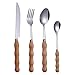 Zestawy flatware. Zestaw Sztućców 4 Sztuk, Sztućce Drewniane Uchwyt, Nóż Do Steków Zachodni, Sztućce Ze Stali Nierdzewnej (12/24 Sztuk) LCCDSD (Color : 16pcs)