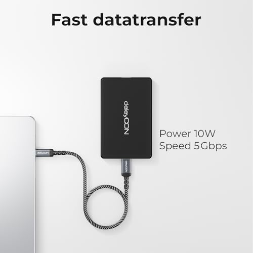 deleyCON 0,5m Kabel USB 3.0 Micro-B, Krótki, 5 Gbps - USB-C do Micro-B - Nylonowy Kabel Danych do Zewnętrznych Dysków HDD/SSD/obudów - Toshiba, WD, Seagate, Samsung itp.