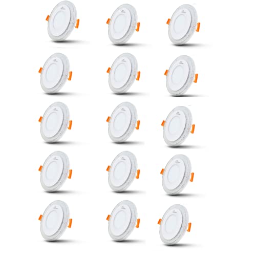 Image of Murphy 6 Watt (3+3W) Round Double Colour Led Conceal Panel Light, Ceiling Light with 2 Year Warranty(Multi Color+CW,Pack of 15)