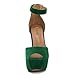 Enelauge Women's Platform High Heels Ankle Straps Sandals Peep Toe Stiletto Pumps Wedding Party Dress Shoes Green Velvet 46-12.5US