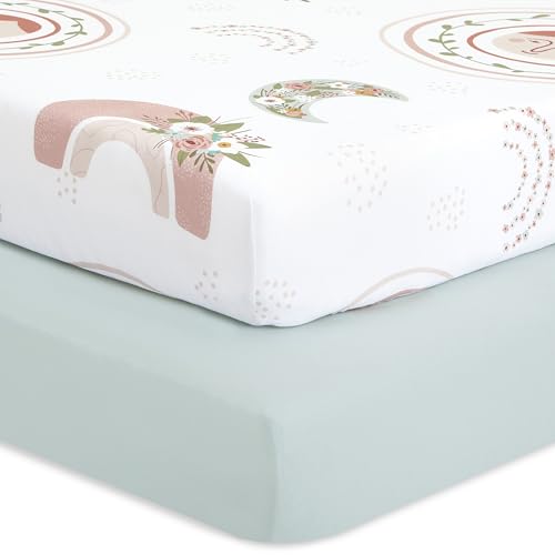 Evolur Rain Boho Dark 2 Pack Crib Sheet, Fitted Crib Sheet for Standard Crib and Toddler Mattress, Soft and Breathable Crib Mattress Sheet