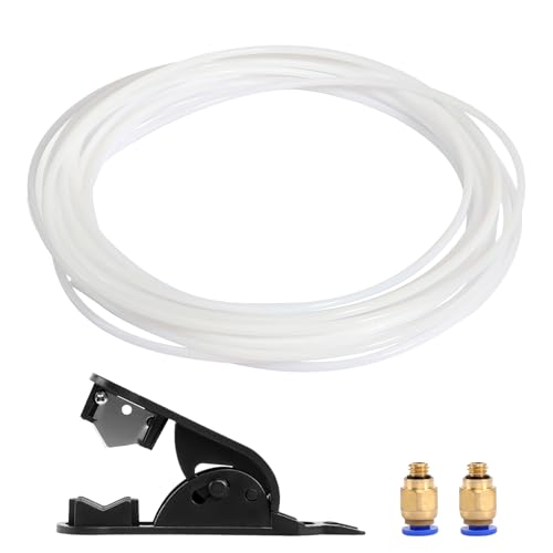 10 Meter PTFE Schlauch 4mm x 2,5mm PTFE Tube Teflonschlauch mit Cutter und PC4-M6 Schnellkupplung 3D Drucker Schlauch Kompatibel mit 1,75 mm Filament & Creality K1/K1 Max/Ender 3 V3