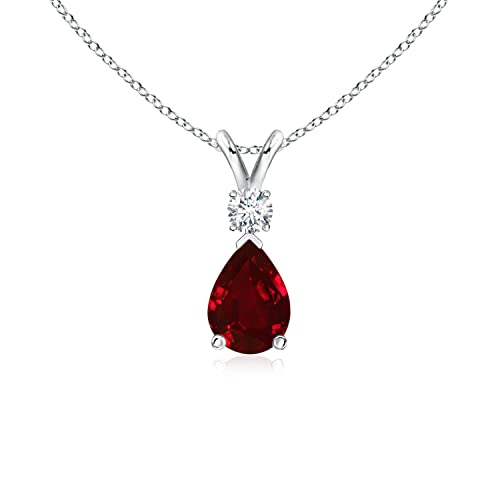 Angara 0.43 ct Ruby Teardrop V-Bale...