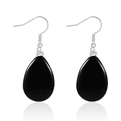 Hook Black Short Natural Stone Earrings