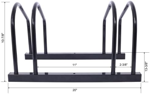 2-Bike Floor Stand Rack - Garage Bike Storage for 22-28" Wheels, Heavy Duty Steel Parking Stand, 2.15" Tire Width, Wall/Floor Mountable (Black)