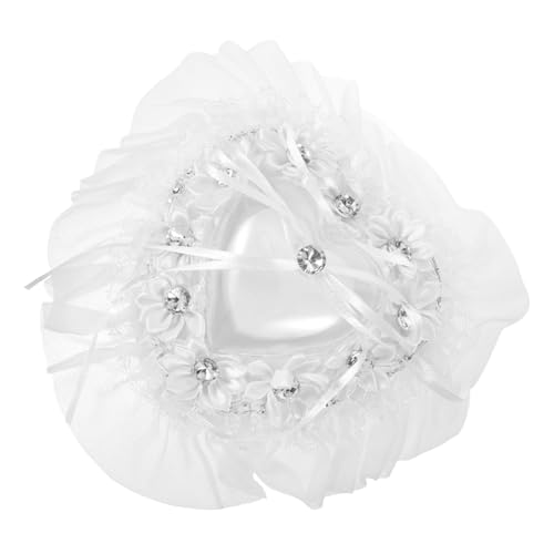 ウェディング用品 ですれーす 包装ケース リングケース ジュエリーボックス 真珠の装飾 花スロー枕 結婚式の枕カバー リングの装飾 布 白い