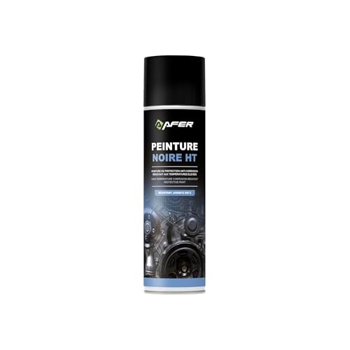 AFER - Peinture Haute Température Noire 500°C – Aérosol 650 ml – Anti-Corrosion, Adhérence Tous Métaux, Résiste à l’Humidité, Intempéries &...