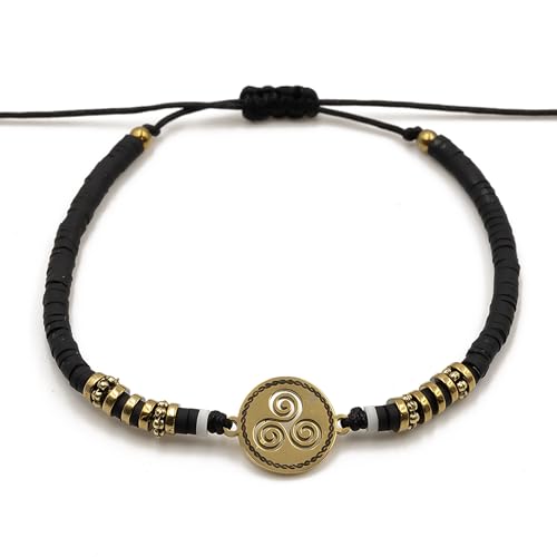 Générique Bracelet Bohème en Perles Heishi avec Pendentif Triskel – Élégance et Symbolisme Celte Unisexe – Idée Cadeau pour Toutes Occasions...