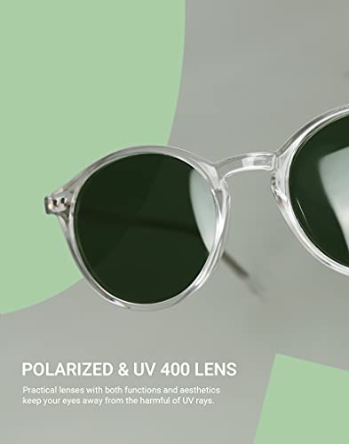 TIJN Vintage Small Round Sunglasses for Women Men,Stylish Polarized UV400 Colored Lens,Tinted Sun Glasses,Classic Sunnies4