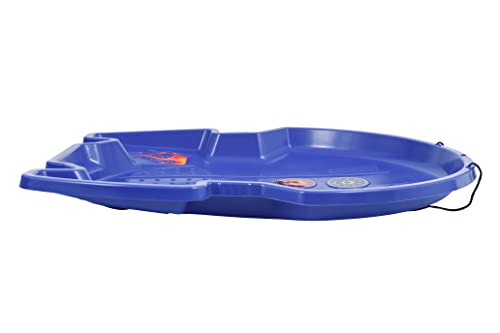 Superio Downhill Snow Saucer Sled 37" Snow Slider For 4 Riders, Huge Round Plastic Sled With Pull Ropes For Kids And Adults, Blue Disc Sled #TOP3