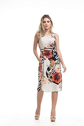 Vestido Clara Arruda Midi Bolsos Estampado 50485-42 - Floral Branco