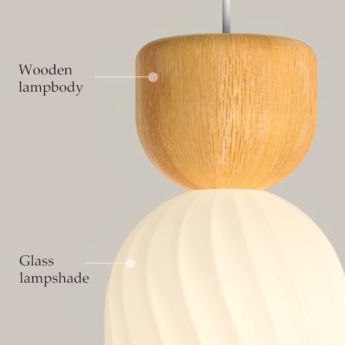 Lámpara colgante de cristal y madera de diseño sofisticado E14 5