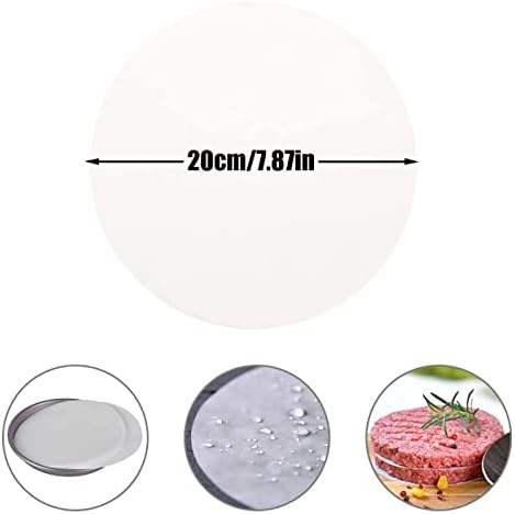 100Pcs Baking Parchment Circles 8 Inch, Non-Stick Patty Papers Baking Parchment Round Cake Tin Liners, Silicone Coated Paper Sheets for Baking Cooking Steaming