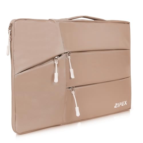 Image of Phantom Beige Laptop Sleeve Bag with Handle for 15.6-16 Inch Laptops | Waterproof, Shockproof & Soft Padded Inner | Multi-Pocket Laptop Case for Office, Travel & Daily Use