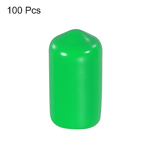 Image of MECCANIXITY 100pcs 1 /2 inch(12mm) Rubber End Caps Cover PVC Vinyl Screw Thread Protector Round Wire Shelf Caps for Screw Bolt Pipe Fence Post, Green