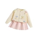 [YJSO] 子供服 2点セット ベビー服 スカート セットアップ 上下セット キッズ カーディガン 女の子 前開き しろい ガールズ 長袖 プリーツスカート 100 花見 公園 おしゃれ 可愛い 七五三 プレゼント 入学式 卒業式 誕生日 春秋