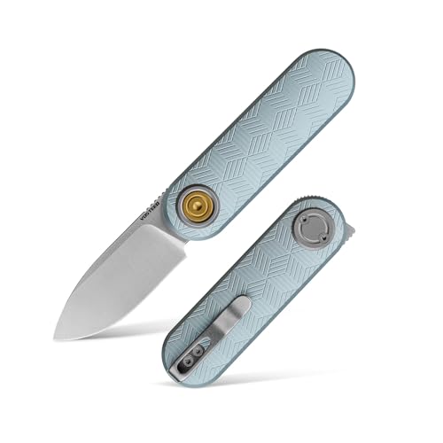 Image of Vosteed Corgi V EDC Pocket Knife - 2.36 inch 14C28N Satin Blade - Patented Vanchor Lock, Macaron Blue Aluminum Handle - Camping, Surviving Knives - A3725