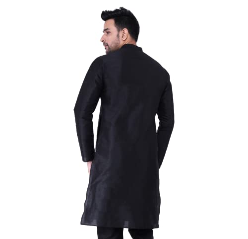 Image of Sadree Men's Silk Blend, Knee Length, Full Sleeve, Mandrin Collor, Solid Style, Attractive Colour, Solid Plain Kurtas