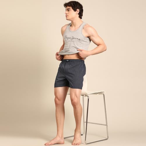 Image of Pepe Jeans Men's Cotton Boxer Shorts Relaxed Fit Striped Boxers (Pack of 2)