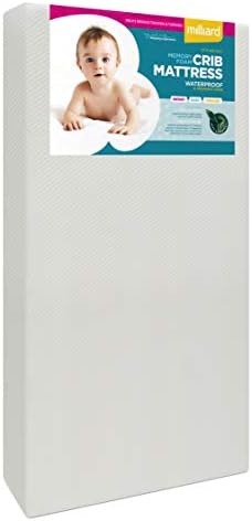 Milliard Premium Memory Foam Hypoallergenic Infant Crib Mattress and Toddler Bed Mattress with Waterproof Cover, Flip Dual Stage System, Updated Cover 2021-27.5 inches x 52 inches x 5.5 inches