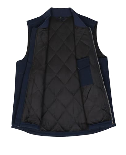 Image of ZENTHACE Mens Quilted Lined Duck Canvas Work Vest,Brass Zip Up