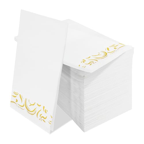 100Pack Disposable Paper Napkins with Gold Trim