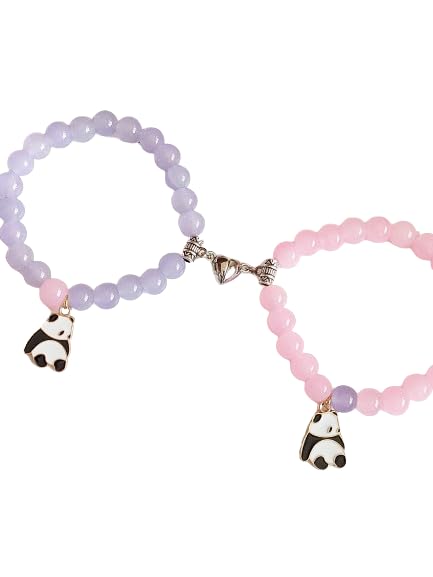 Octagon Hub Magnetic Bracelet Wristband Stone Beade I Friendship Bracelet I Pink and Purple cute Panda Teen Girls I Hand Bracelet for Couple I Bracelet Girl friend Gift Bracelet (Pack of 2) (B0D7SPNJR1) Amazon Price History, Amazon Price Tracker