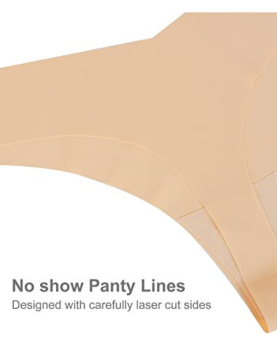 SHARICCA Women No Show Seamless Underwear Thong Invisible Soft Panties Multi Pack3