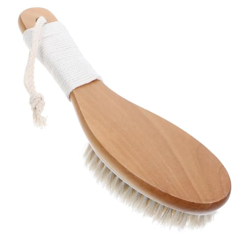 Gogogmee Horsehair Body Scrubber with Ergonomic Handle for Gentle Exfoliation Versatile Bath Brush for Back Cleaning Convenient Hanging Design for