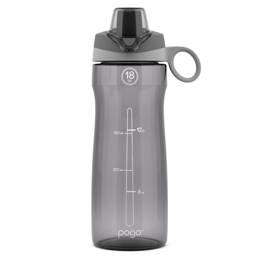Pogo BPA-Free Tritan Plastic Water Bottle with Chug Lid, 18 Oz, Grey