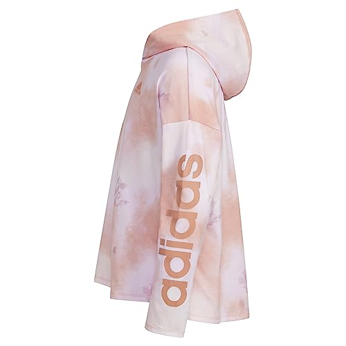 adidas Girls' Long Sleeve Printed Curve Hem Hooded Tee3