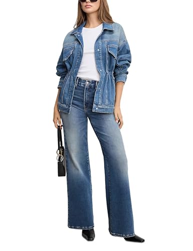 Majdan Women's Denim Jacket Oversized Jean Jacket Casual Fall Outwear Coat4