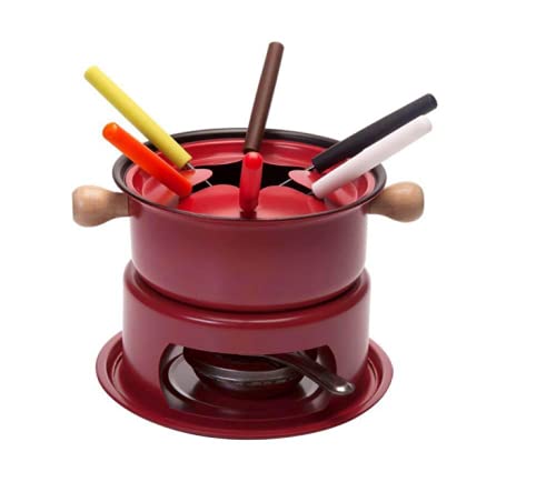 Conjunto Aparelho Fondue em Alumínio Doce Salgado 6 Pessoas (Vermelho)