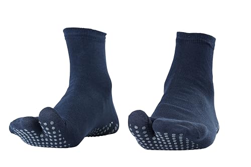 NOFALL Antislip Split Toe Ankle Length Cotton & Lycra Socks for Women, Ideal for Yoga, Exercise, Home, Suitable for Daily Use, Soft and Breathable (Pack of 2)